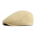 thumbnail image 2 of UTSJKR Spring Beret Hat Men Women Solid Color Knitted Visor Golf Cap Casual Herringbone Newsboy Cap Peaked Hat Beige, 2 of 3