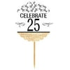 25th Birthday / Anniversary Novelty Burlap Cupcake Decoration Picks -12pack