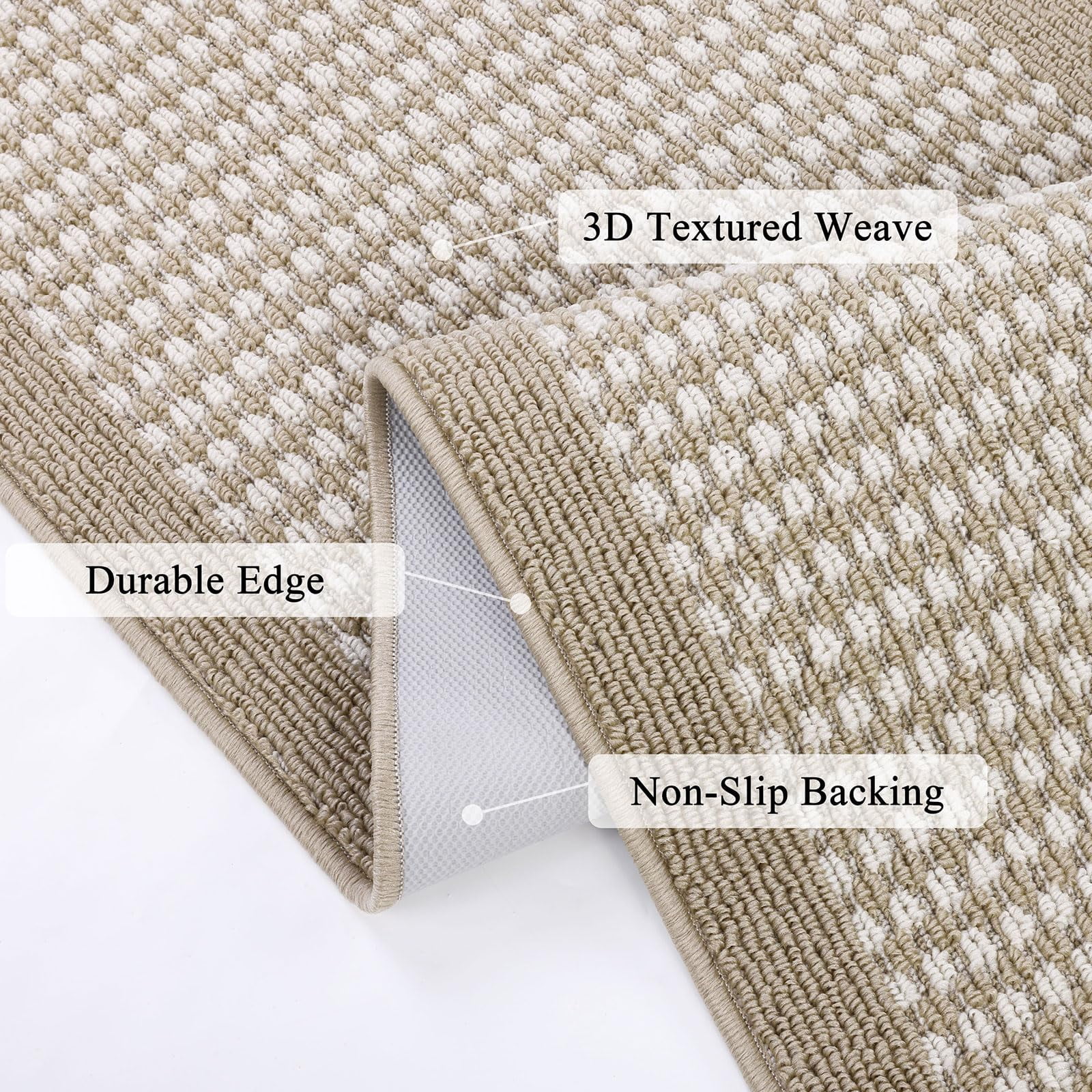 Findosom 2'x6' Hallway Runner Rug Non Slip Entryway Mat with Rubber Backing,Heavy-duty Durable Entryway Floor Mat Machine Washable Doormat,Laundry Runner Rug for Garage Kitchen,Beige