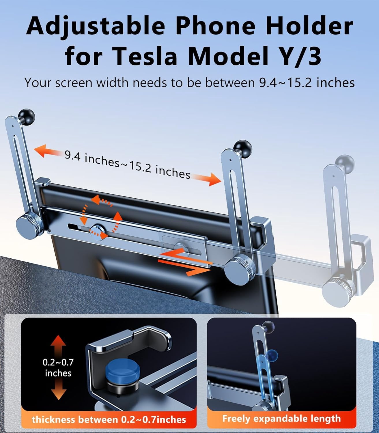 Dual Head Tesla Phone Mount Model Y/3 2026 2025 2024 2023 2022 2021, [Magnetic/Clip] Car Accessories for Tesla Screen Phone Holder Stand, (Fit for Tesla Model Y(Juniper)/3(Highland))