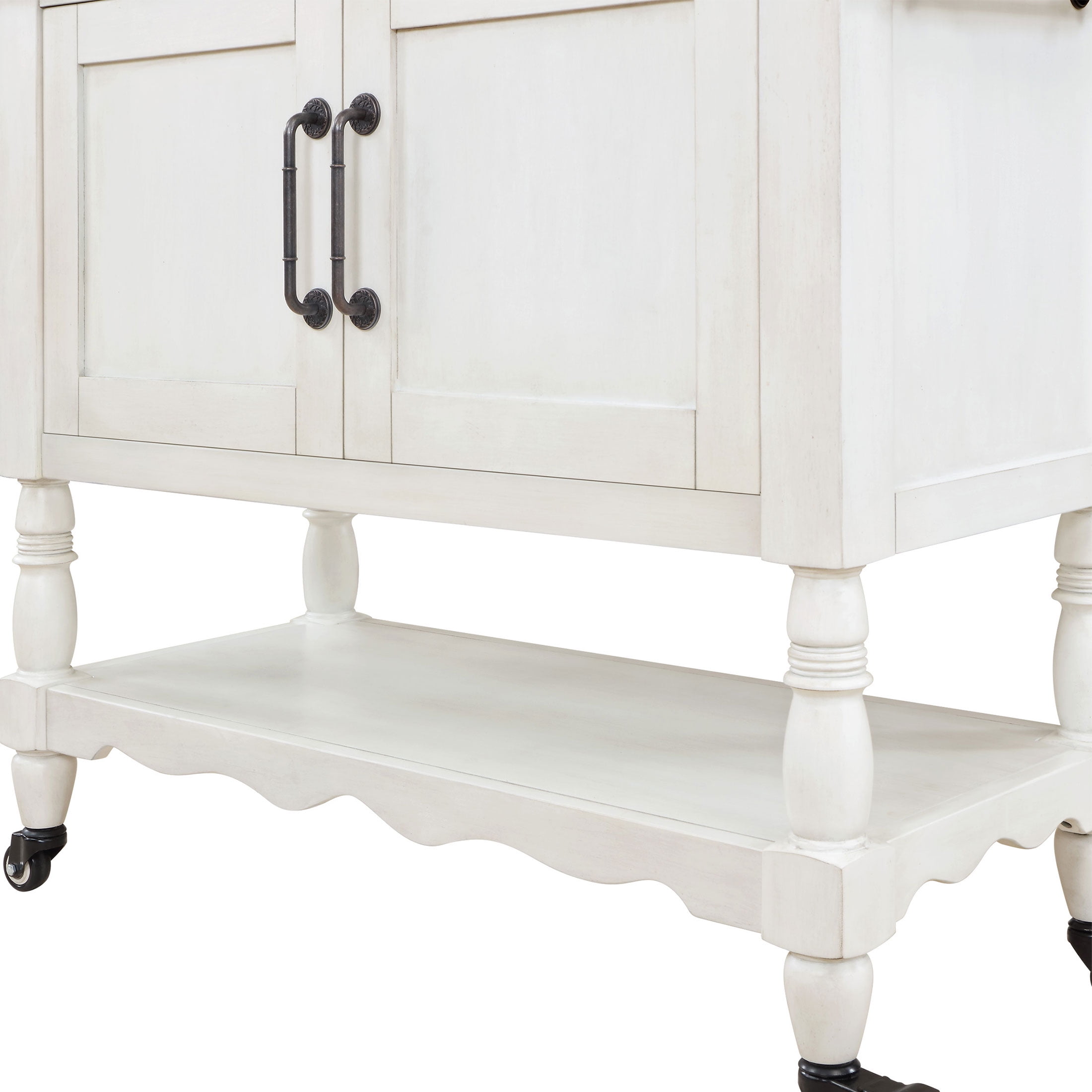 The Pioneer Woman Two-Tone Kitchen Cart Made With Solid Wood Frame, White