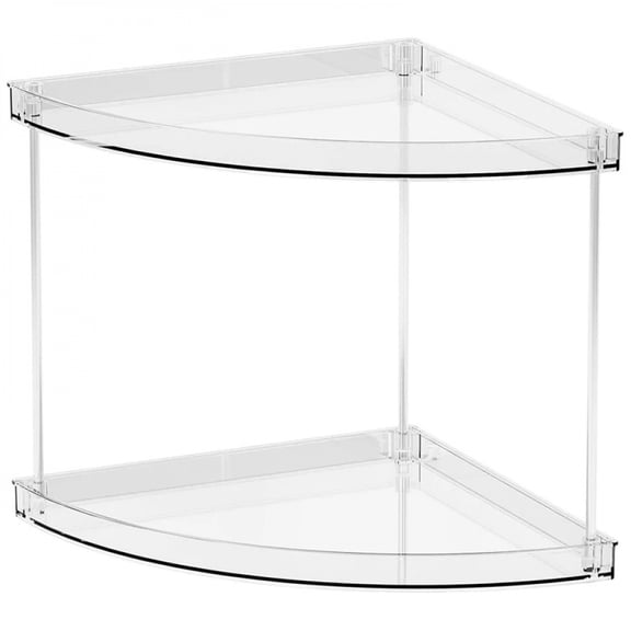 2-Tier Clear Corner Shelf, Acrylic Bathroom Countertop Organizer, Makeup Skincare Storage Tray for Vanity and Sink