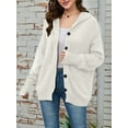 thumbnail image 2 of Women'S Casual Cardigan V Neck Button Down Hooded Sweaters Long Sleeve Hoodies Outfits White XL, 2 of 6