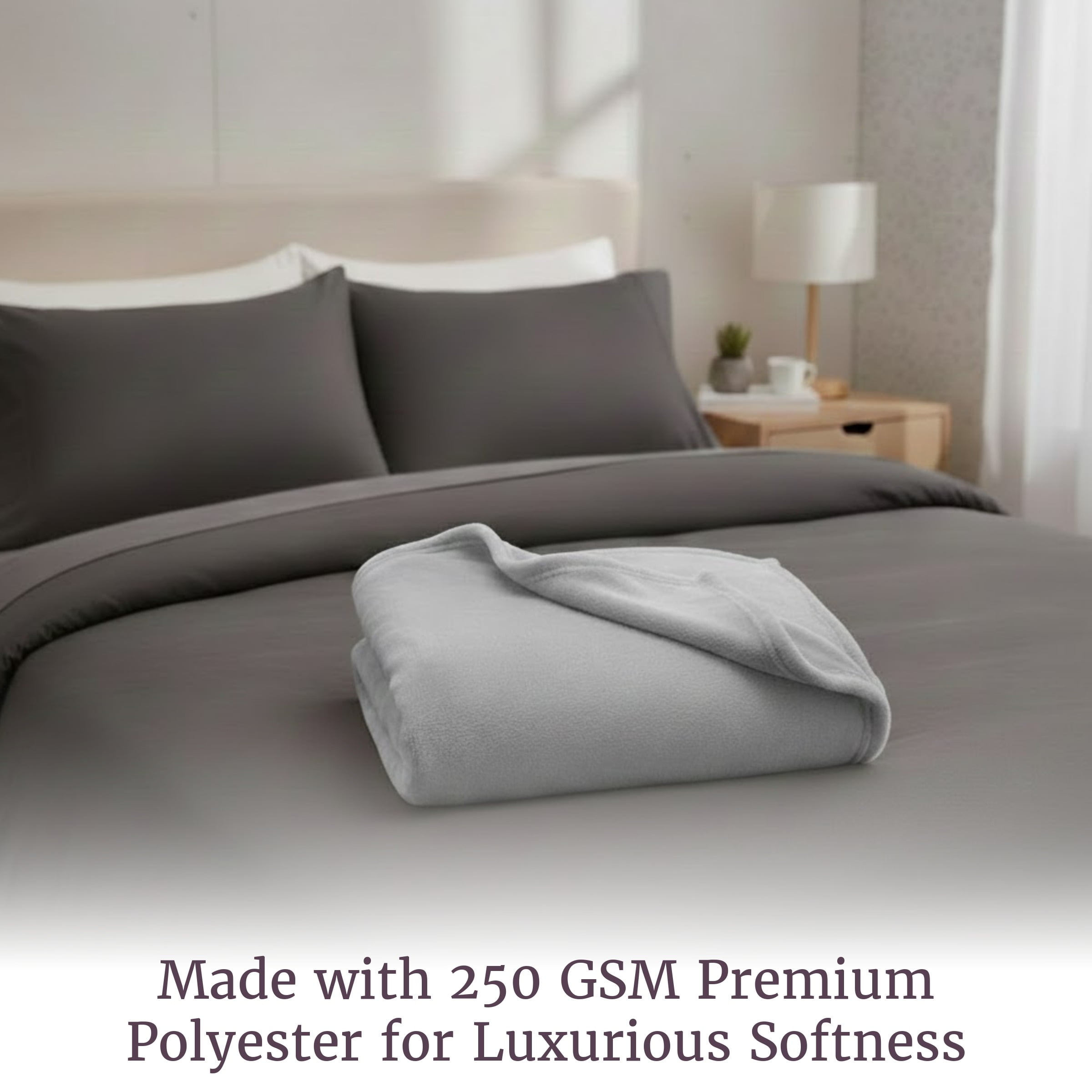 Lavish Home Lightweight Microfiber Throw Blanket for Adult (Dawn Gray)