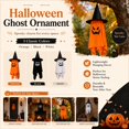 thumbnail image 3 of XHKUYI Halloween Hanging Ghost Decoration 39.3 inch, Glowing White Fabric Ghost with Witch Hat, Spooky Floating Ghost Decor for Halloween Home, Garden, Tree, Yard, Party, 3 of 7