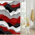 thumbnail image 4 of Fabric Shower Curtain, Gradient Ocean Waves Black Red Gradient Waves Shower Curtains with 12 Hooks Waterproof Machine Washable Bath Curtains for Bathroom,72 x 96in, 4 of 6
