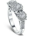 thumbnail image 2 of Pompeii3 1 1/2Ct Diamond Three Stone Halo Pave Engagement Ring White Gold Lab Grown, 2 of 3