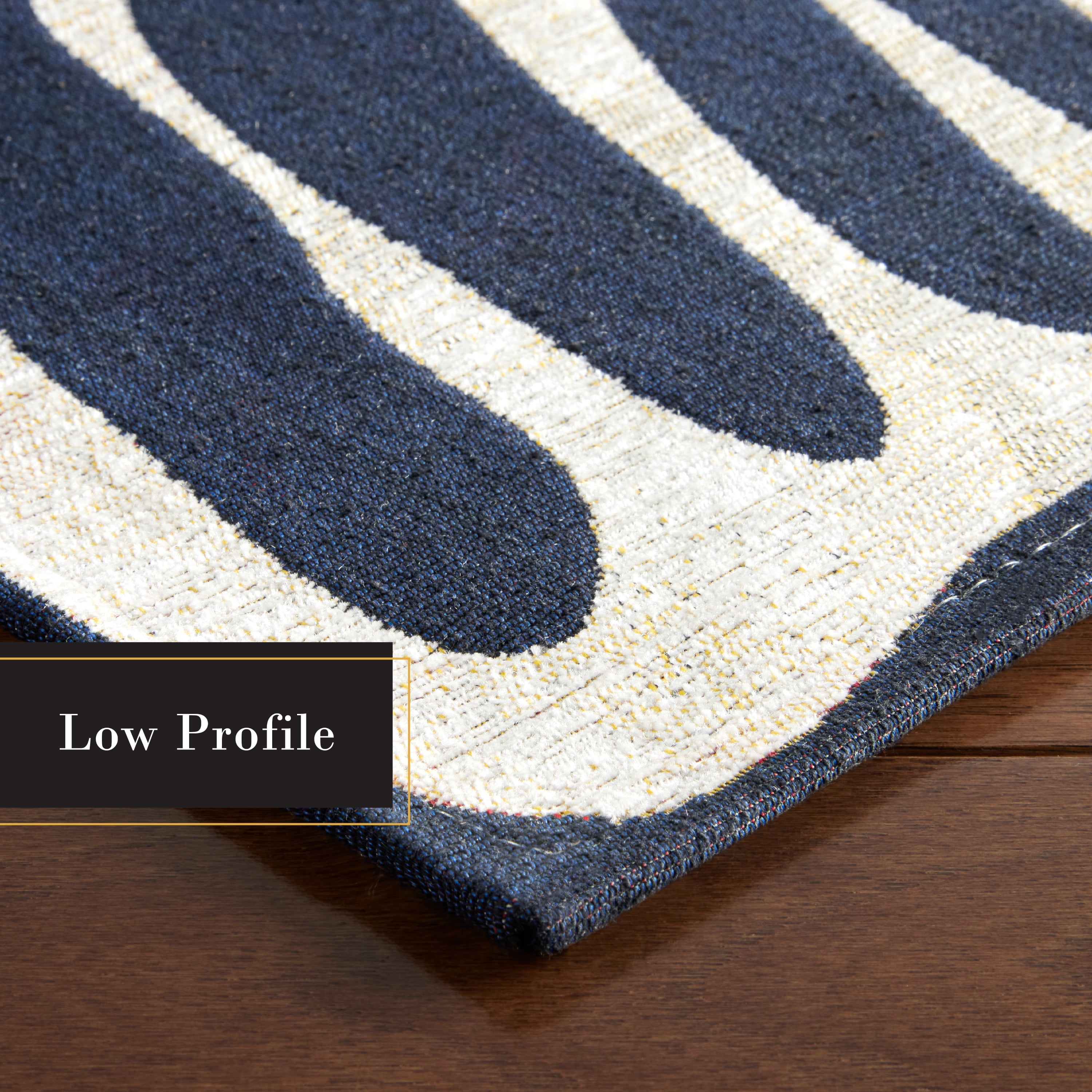 TOWN & COUNTRY LUXE Livie Matisse Cutout Everwash® Washable Multi-Use Decorative Rug, Kitchen Runner Rug, Low-Profile Door Mat, Bedroom Rug and Dorm Room Rug with Non-Slip Backing, Navy Blue, 24"x72"