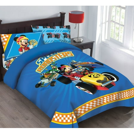 - Disney Mickey Mouse Speed Roadster Licensed Comforter Set Set w/Fitted Sheet