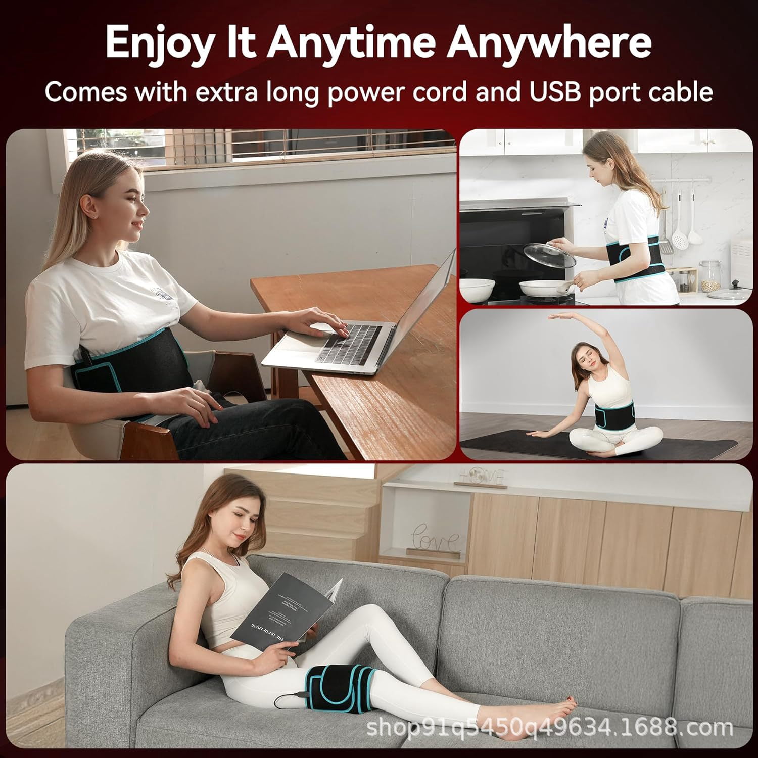 Ergonomic Red Light Wrap for Soothing Warmth, Contoured Wellness Belt for At-Home Relaxation, Uniquely Shaped for Shoulders, Back, and Legs