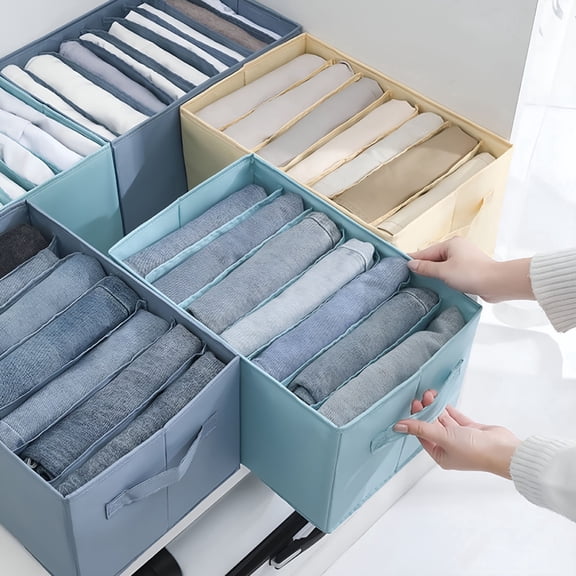 XIBUFE Clothes Organizer For Jeans Sweaters Tshirt Fabric Bins College Dorm Storage