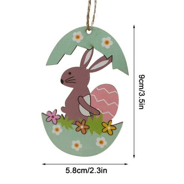 Decoraciones de Pascua para la Decoración de la Puerta de la Pared Colgante de Madera Del Hogar, Artesanía Creativa Decoración de la Casa de Pascua 7.5x5cm, Decoración Colgante de la Pared