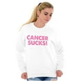 thumbnail image 5 of Cancer Sucks Breast Awareness Quote Women Crewneck Sweatshirt Brisco Brands L, 5 of 6