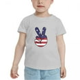 thumbnail image 2 of USA Flag Peace Hand Yeh Sign Funny Toddler T-Shirts for Boys Girls (Gray, 5/6T), 2 of 5