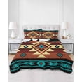 thumbnail image 3 of Turquoise Red Twin XL Size Down Alternative Comforter,Lightweight Comforter Quilt Bedding Set with Pillow Shams Southwest American Native Abstract Pattern Bed Comforter Duvet Insert 68"x98", 3 of 7
