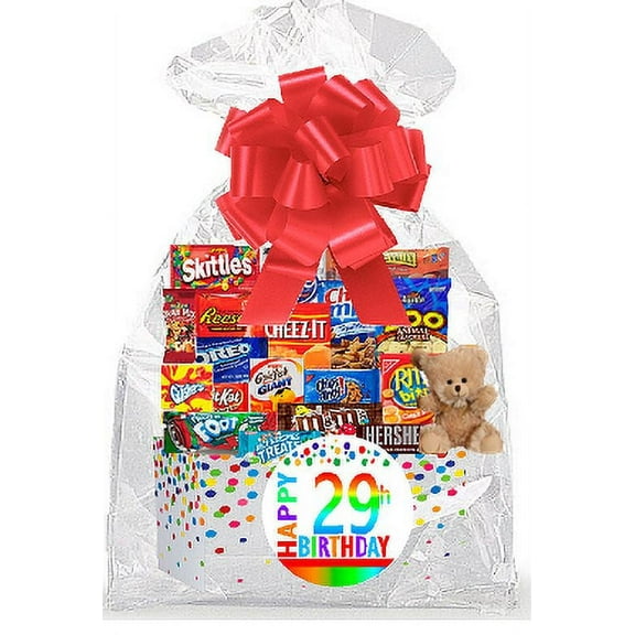 CakeSupplyShop Item#029BSG Happy 29th Birthday Rainbow Thinking Of You Cookies, Candy & More Care Package Snack Gift Box Bundle Set - Ships FAST!