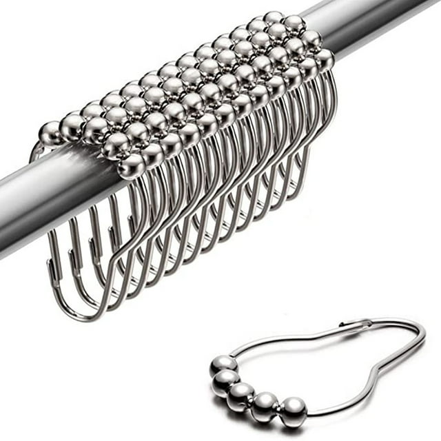 Iumwxz Crochets de Rideaux de Douche Anneaux Anti-Rouille Crochets de Rideaux de Douche 24/36/48 Pcs Rideaux Occultants Argent Fer Achat en Ligne
