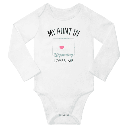 

My Aunt In Wyoming Loves Me Baby Long Short Sleeve Romper Bodysuits 12-18 Months