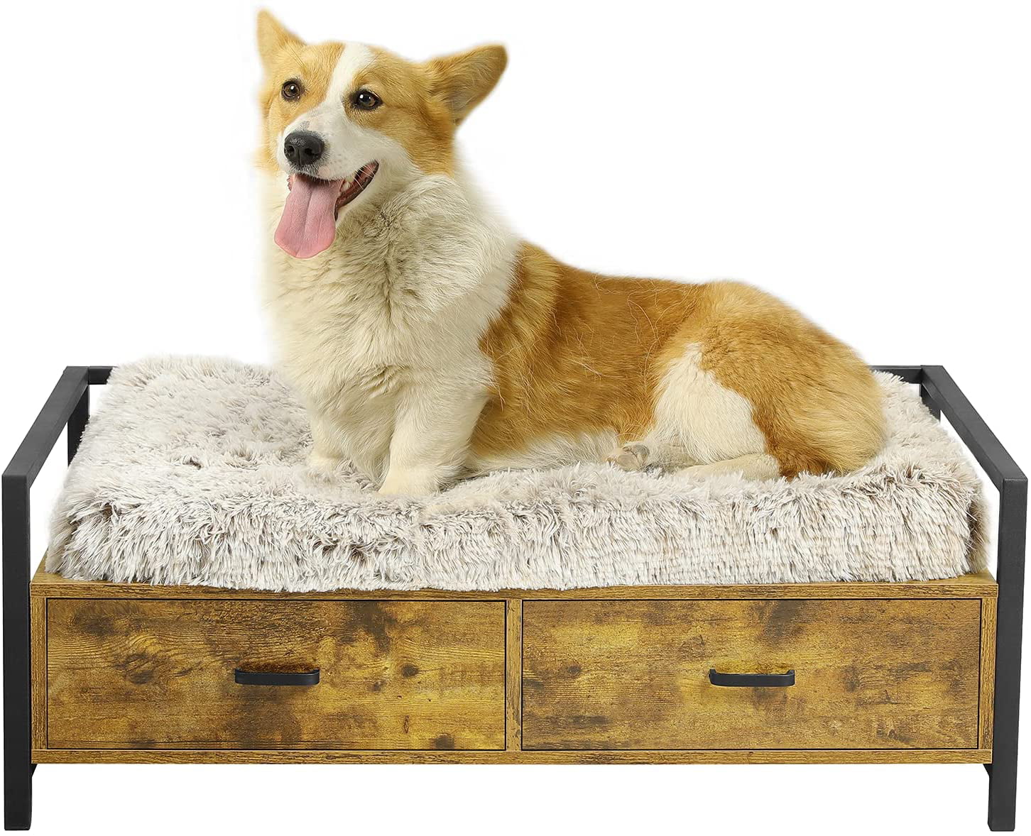 ZXXL Wooden Pet Bed for Indoors Small Medium Large Elevated Dog Bed Frame Sofa-Style Couch with Comfortable Mattress Color : Style3, Size : M-74×49×36cm 