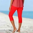 thumbnail image 5 of WULMLEO Capri Leggings for Women with Pockets 2025 Summer Stretch Plus Size High Waisted Soft Casual Workout Yoga Pants Red 3XL, 5 of 5
