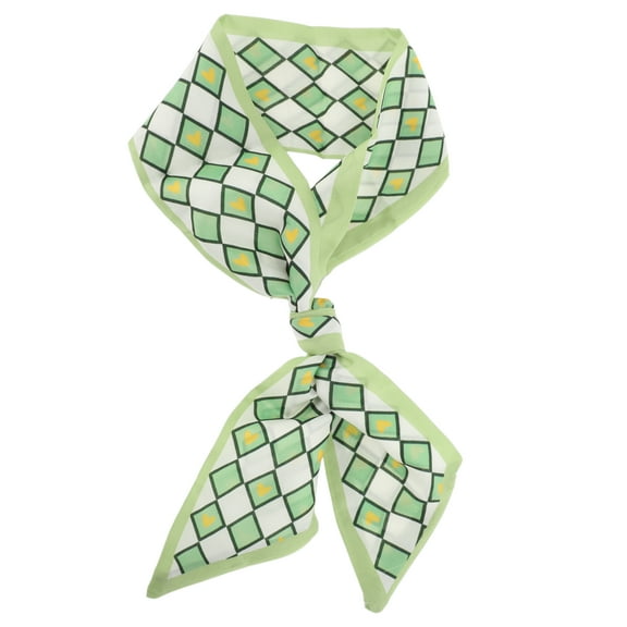 Unique Bargains 1 Pc Scarf Headband Heart Argyle Neck Scarf for Women Green White