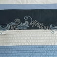 thumbnail image 3 of Chezmoi Collection 7-Piece Luxury Floral Leaves Embroidery Comforter Set, King, Navy/Blue/Gray, 3 of 9