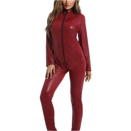 

Women Underwear High Waist Double Pull Head Zipper Bodysuit Lingerie