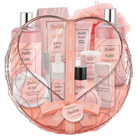 Lovestee Rose Spa Kit Gift Basket for Women with Shower Gel  Nail Kit