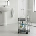 thumbnail image 4 of Taicans 2-Tier Round Rolling Utility Cart with Wheels,Clear Storage Cart,Rolling Utility Cart Mobile Shelving Units Organizer for Narrow Space in Home Kitchen Bathroom Laundry Room, 4 of 5