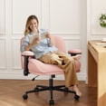 thumbnail image 5 of Romorgniz Criss Cross Chair with Adjustable Arms & Lumbar Support Vanity Chair with Reclining Back, Thick Cushion & Wheels for Office, Gaming, Reading, Vanity, Pink, 5 of 8