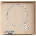 thumbnail image 3 of 6 1/4 inch Round Eye Hook Bangle Bracelet w/ Cross medal charm w/ Light Purple Swarovski Crystal, 3 of 3