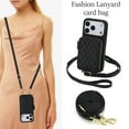 thumbnail image 4 of Crossbody Wallet Case for iPhone 17 Pro, RFID Blocking Zipper Handbag Purse Flip Cover, Kickstand Folio Case Card Slots Holder Wrist Strap Lanyard, 4 of 9