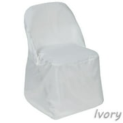 BalsaCircle Ivory Folding Round Polyester Chair Covers Slipcovers for Party Wedding Reception Decorations