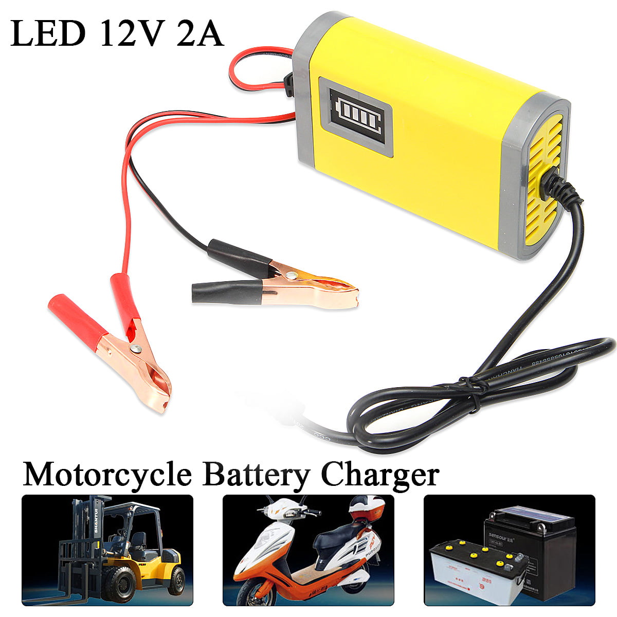 12V 2A Smart Automatic Battery Charger for Motorcycle LED Maintainer Trickle@ 