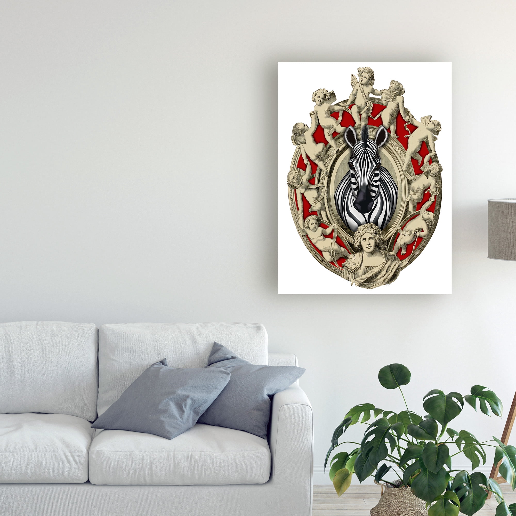 Trademark Fine Art 'Zebra Head Plaque' Canvas Art by Fab Funky