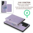 thumbnail image 2 of Allytechgroup Case for Samsung Galaxy S24 with Cards Holder, RFID Blocking 2 In 1 Wallet Case with Stand Support Wireless Charging Shockproof Magnetic Back Cover for Women Men, Purple, 2 of 7