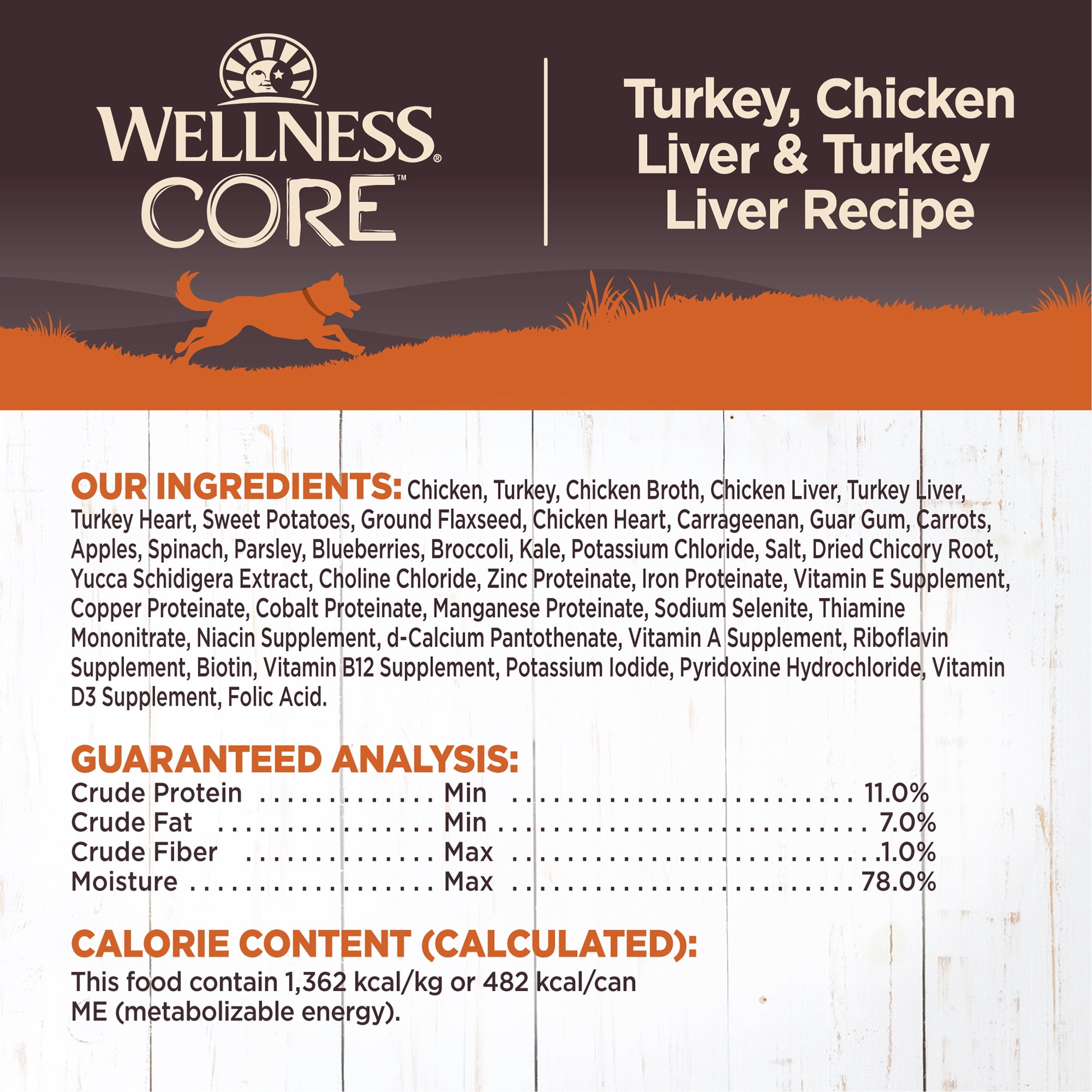 Wellness CORE Pate Adult Canned Wet Dog Food, Grain Free, Natural, Turkey and Chicken Recipe, 12.5 oz, Pack of 12 Cans