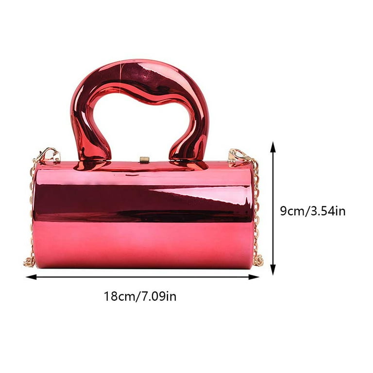 Women Clutch Bag Solid Color Large Capacity Fashion Cylinder Bag Rose Red Crossbody Bags for Women
