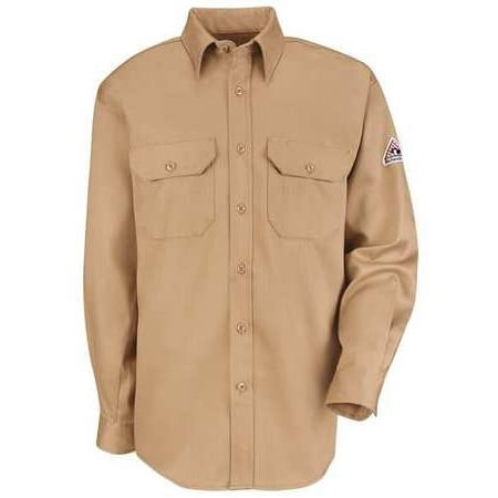 BULWARK SLU8KH FR Long Sleeve Shirt,Button,Khaki,L