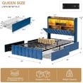 thumbnail image 2 of ARICOEASY Velvet Upholstered Storage Bed Frames with Strong Wood Slats Support, Noise Free, No Box Spring Needed, Easy Assembly, Queen Size, Navy Blue, 2 of 9