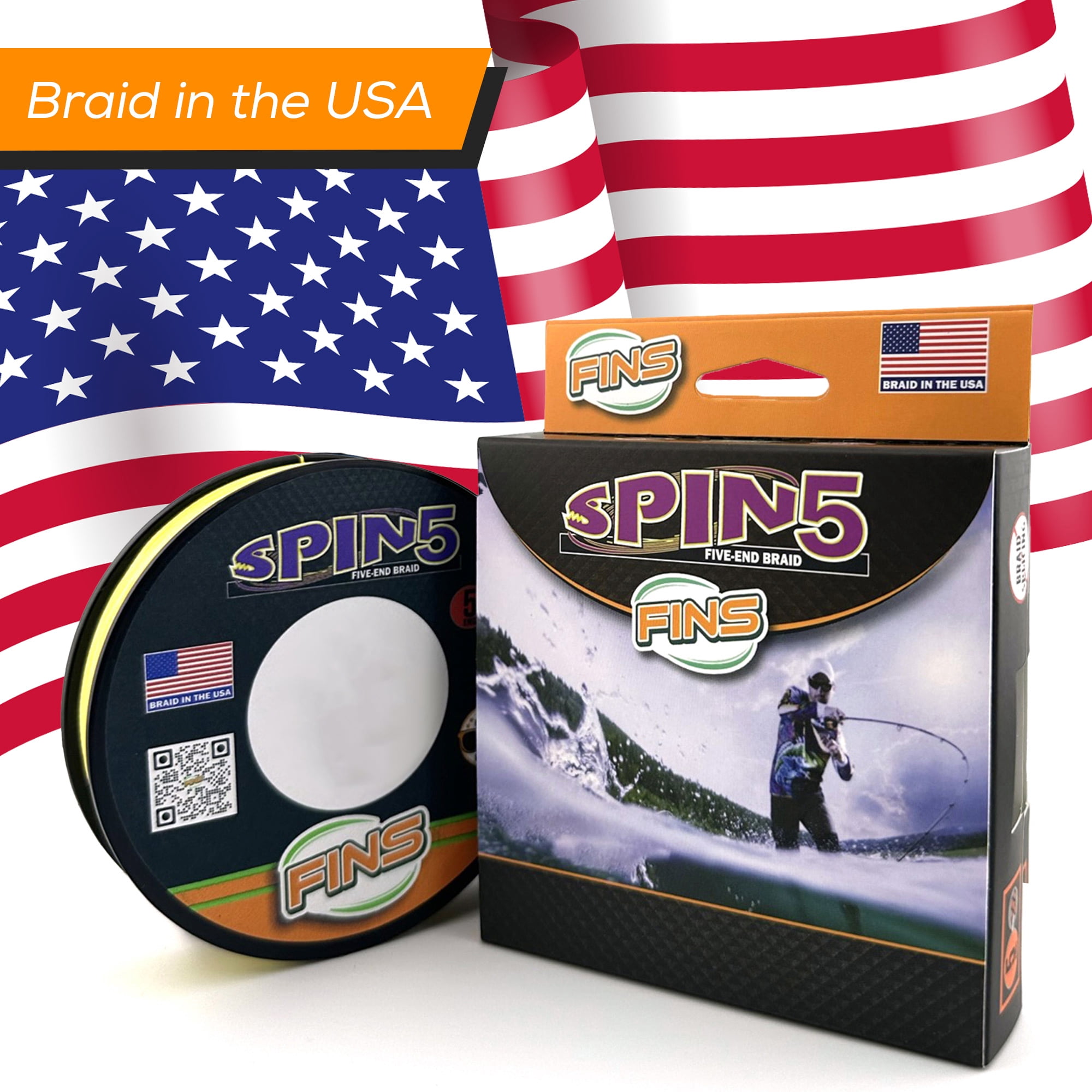 FINS Spin5 5-End Braided Fishing Line for Spinning & Baitcasting Reels, Blue 65 lb 4000 Yds