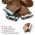 thumbnail image 4 of Benehair 100% Real Remy Human Hair Extensions Tape In Skin Weft Full Head Body Wave Brown Invisible Thick 20 pcs 40pcs 12"-24", 4 of 11