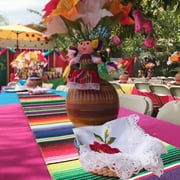 8Pack Mexican Serape Table Runner 108 X 14 - Fringe Cotton Table Runner For Mexican Party Wedding Decorations