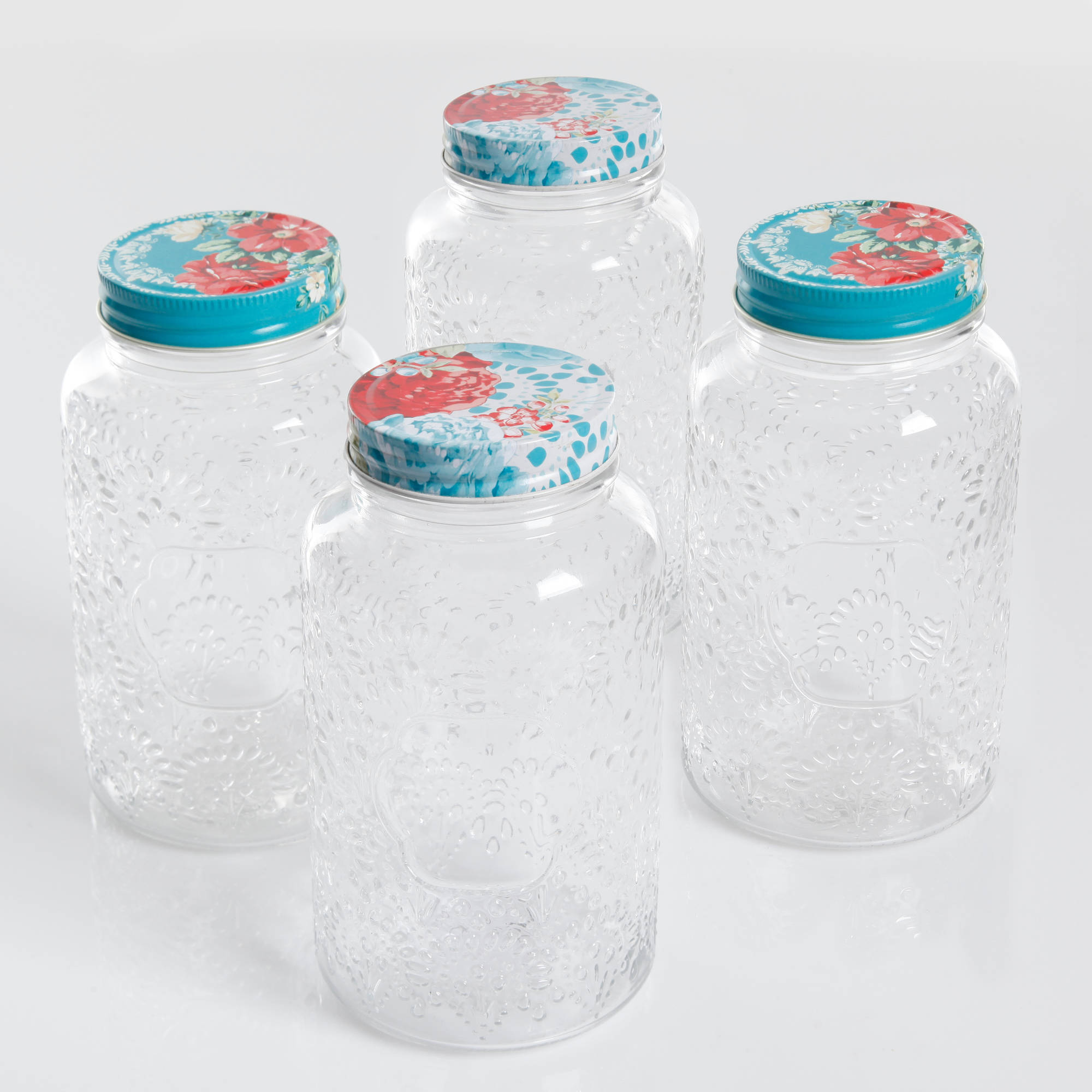 The Pioneer Woman Betsy Set of 4, 32-Ounce Glass Storage Jars with Lids - image 2 of 3
