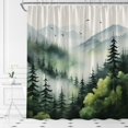 thumbnail image 2 of rest Shower Curtain Watercolor Foggy Green Pine Tree Mountain Rustic Nature Scenery Fabric Bathroom Decor Set with Hooks,(70" Wx84 H), 2 of 3