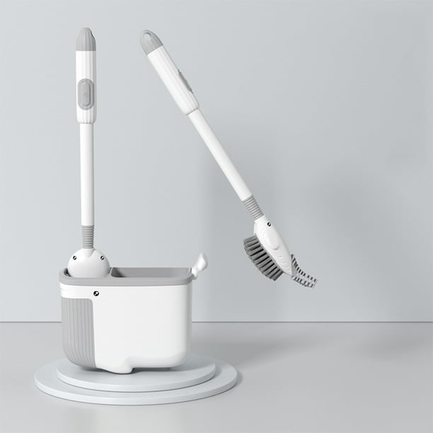 Ganfancp Escobillero,Sistema de Limpieza de Inodoros,Escobillero de Pared Mango Largo Antideslizante Cerdas Suaves Limpia Fácilmente La Esquina Del Inodoro,Montaje En Pared Ofertas Flash 1X Juego de
