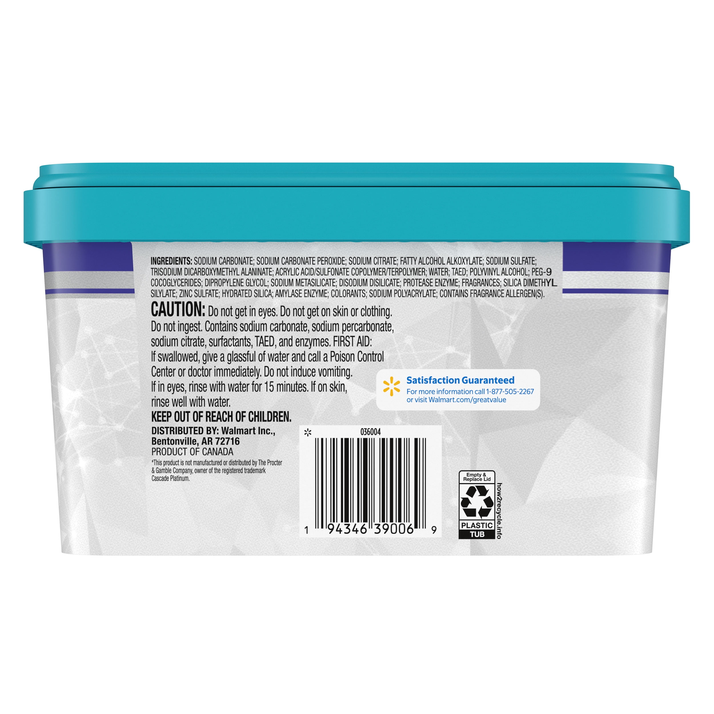 Great Value Premium Dishwasher Pacs, Fresh Scent, 59 Count