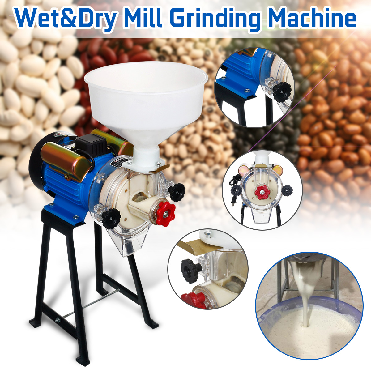 220V 2.2KW Wet&Dry Flour grindmachine Mill Grinding Machine Grinder