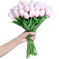 thumbnail image 3 of 20 Pcs Pink Tulips Fake Artificial Flowers Real Touch 14" Silk Flower for Outdoors Home Kitchen Living Room Decor Faux Plants Spring Easter Wedding Bouquet Decorations Office Valentine's Day Gifts, 3 of 8