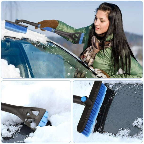 Car Ice Scraper 2 In 1 Snow Scraper, Multifunctional Whisk Ice Scraper For  Cars Truck Suv Windshield, Ice Scraper Snow Brush With 360 ° Brush Head  Large, (Blue) 
